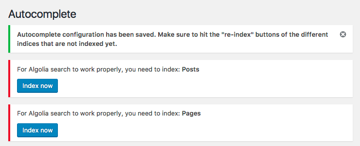 indexing validation messages